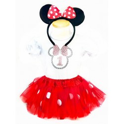 AM17043-RD-Baby Birthday Minnie 1 Dress Up Set